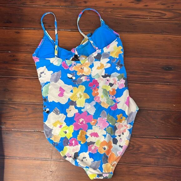 Nip Tuck Multi-fit Cup Swim floral print tie top tummy cutout one piece swimsuit - Picture 5 of 5